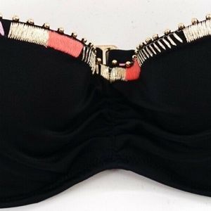 Victoria's Secret Black Embellished Flirt Bandeau Swim Top